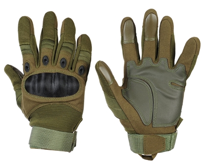 Warrior Paintball Full Finger Gloves - Carbon Knuckle - Olive